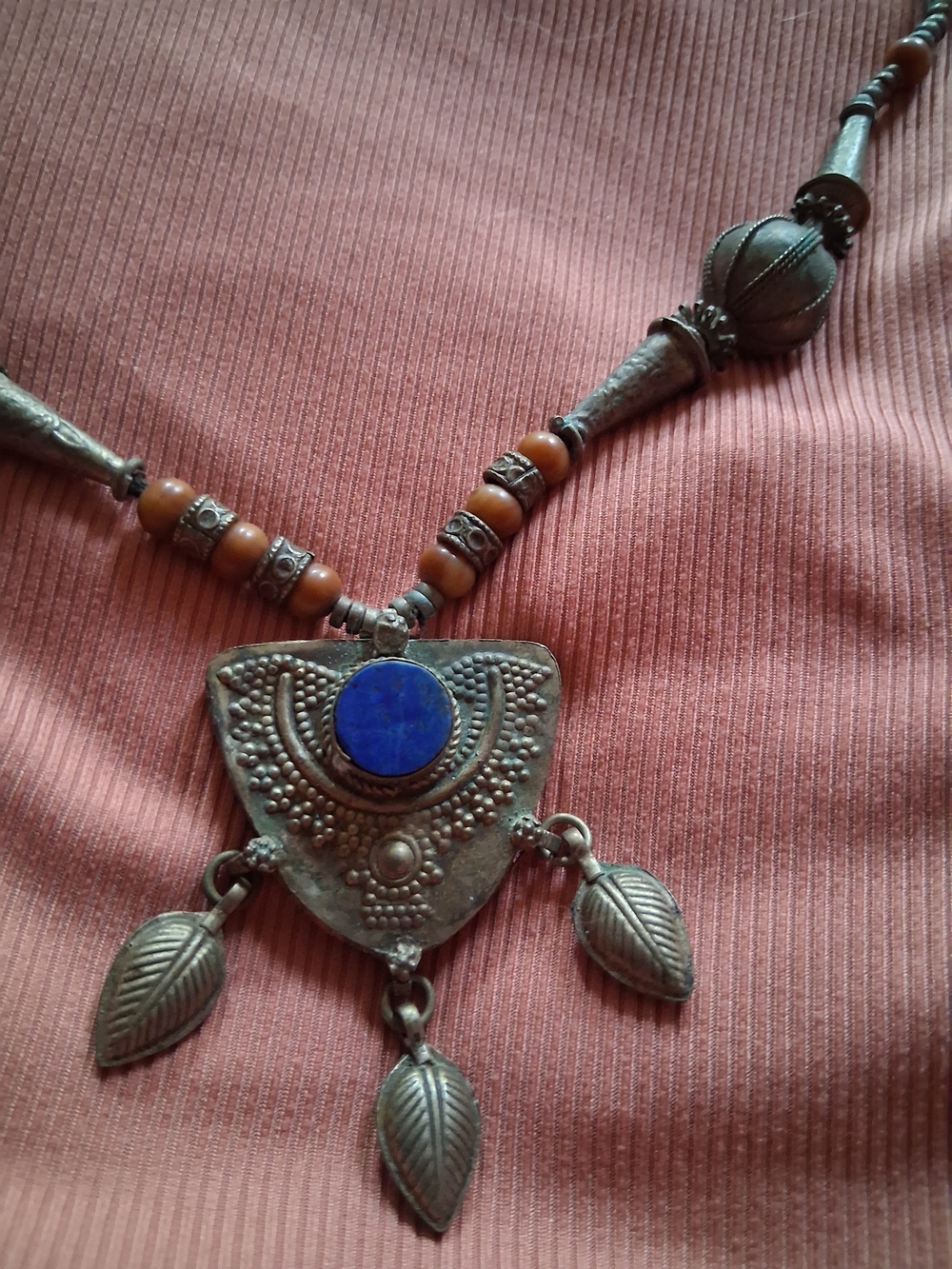 Pendant Necklace in Silver & Blue